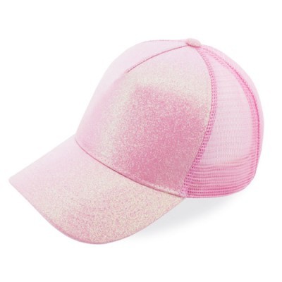 Gorra con glitter y rejilla publicitaria